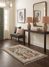 Small 3x5 Green And Gray Hand Knotted Wool Rug