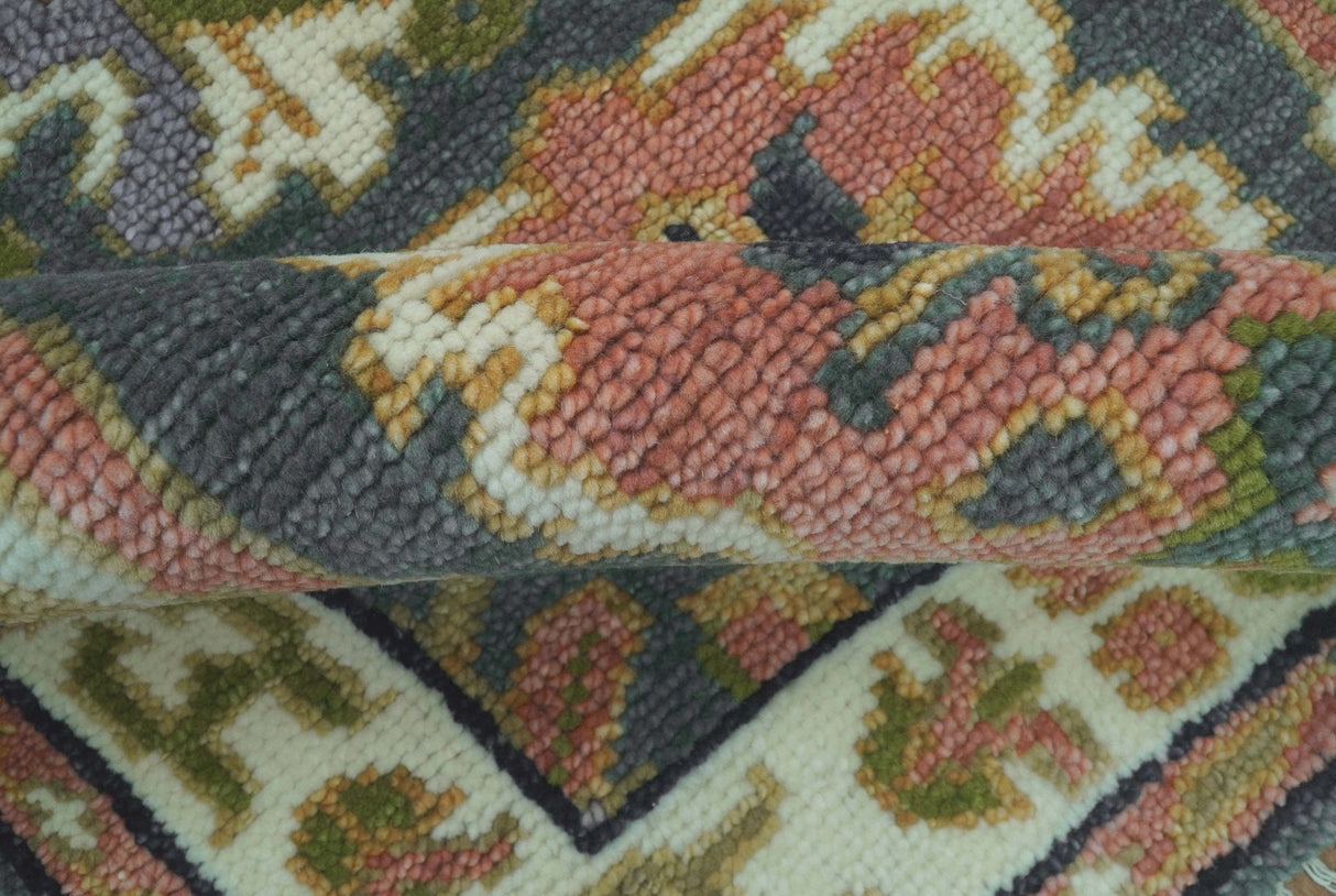 Small 3x5 Green And Gray Hand Knotted Wool Rug