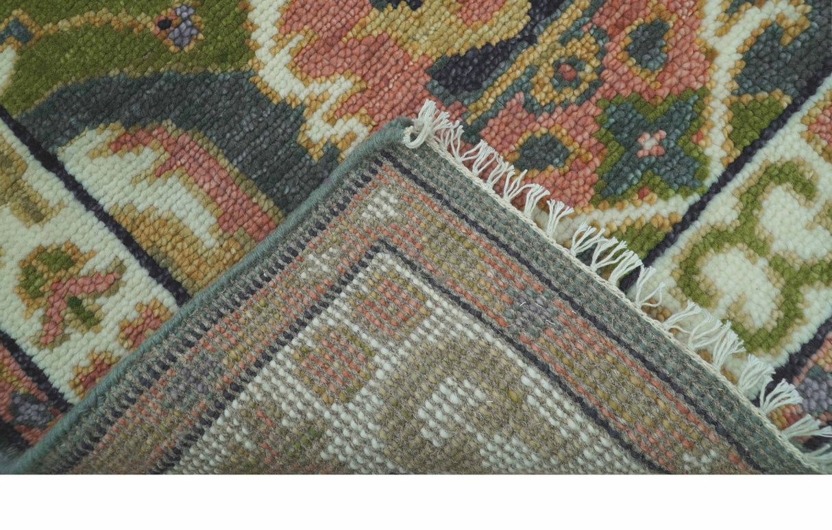 Small 3x5 Green And Gray Hand Knotted Wool Rug
