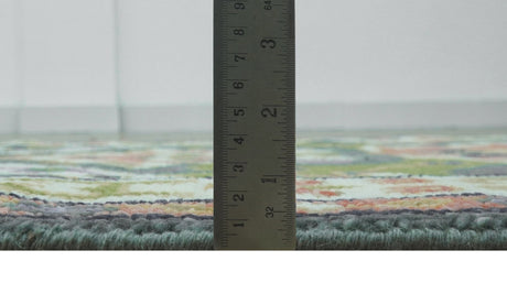 Small 3x5 Green And Gray Hand Knotted Wool Rug