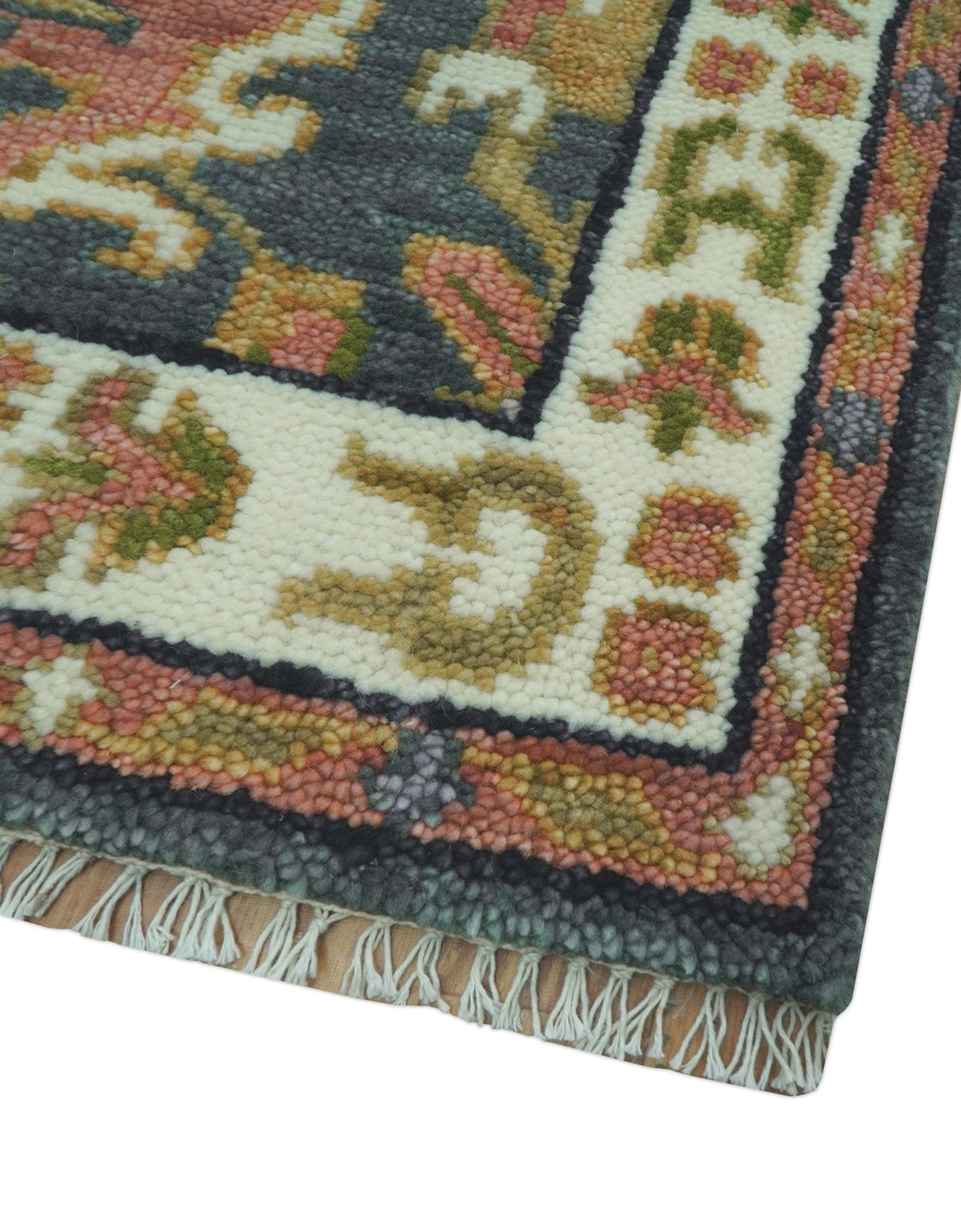 Small 3x5 Green And Gray Hand Knotted Wool Rug
