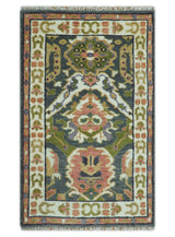 Small 3x5 Green And Gray Hand Knotted Wool Rug