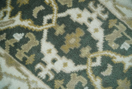 Small Entryway 2x3 Gray, Ivory and Beige Hand Knotted Oriental Oushak Wool Area Rug-Area Rug-Parc Decor