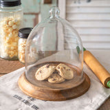 Small Glass Bell Shaped Cloche with Wooden Base-Kitchenware-Parc Decor
