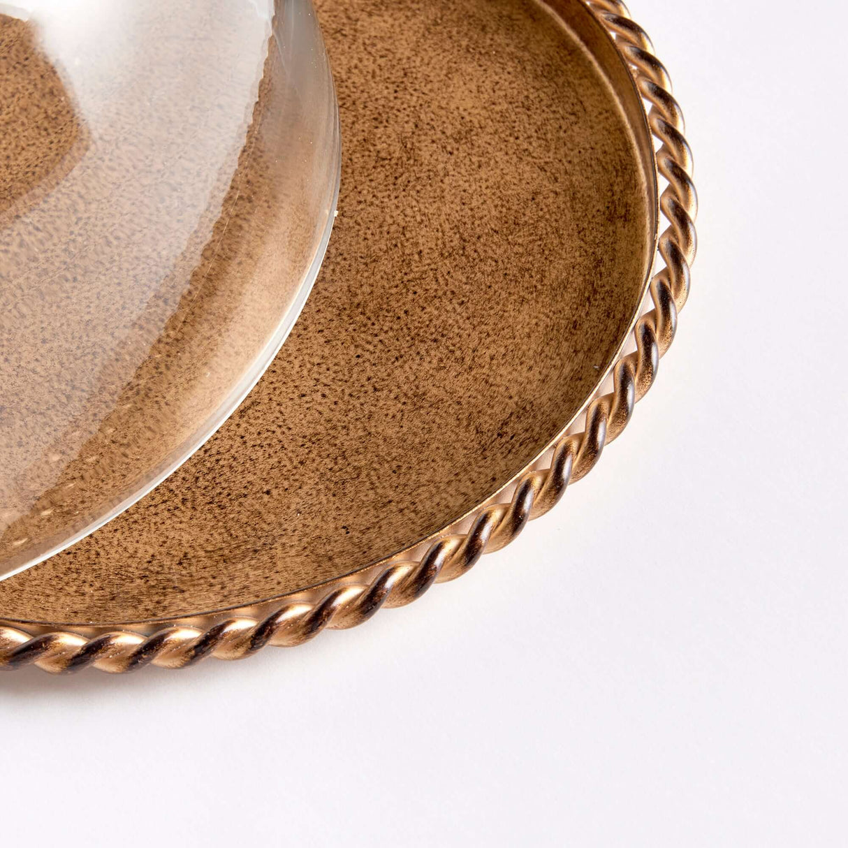 Small Vintage Glass Cloche with Gold Braided Tray-Cloche-Parc Decor