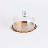 Small Vintage Glass Cloche with Gold Braided Tray-Cloche-Parc Decor