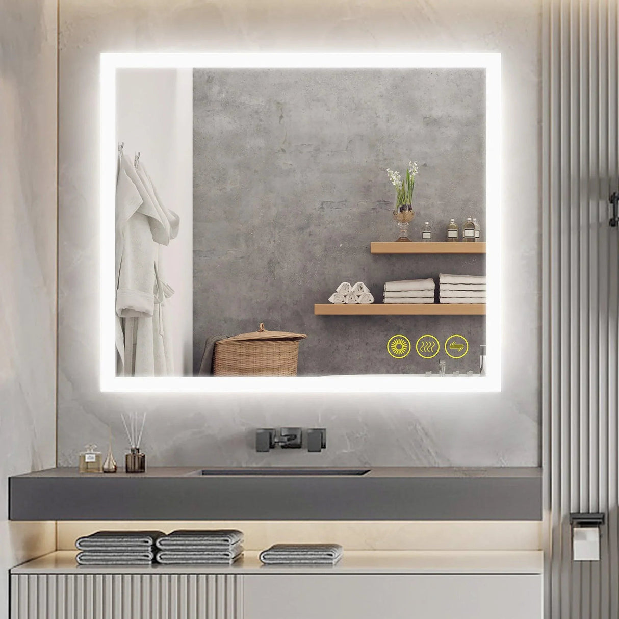 SmartGlow Dimmable LED Frameless Anti-Fog Bathroom Vanity Mirror