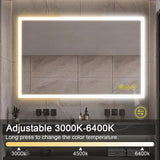 SmartGlow Dimmable LED Frameless Anti-Fog Bathroom Vanity Mirror