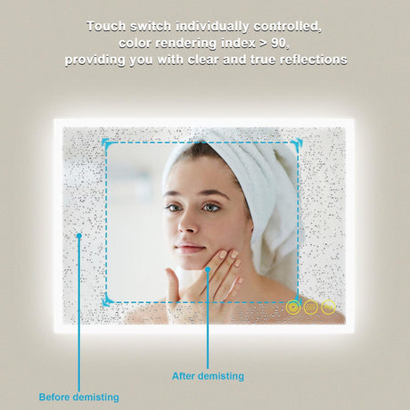 SmartGlow Dimmable LED Frameless Anti-Fog Bathroom Vanity Mirror