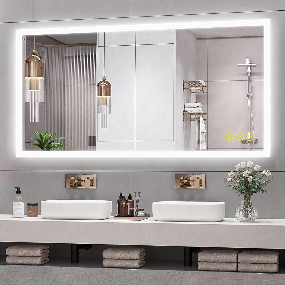 SmartGlow Dimmable LED Frameless Anti-Fog Bathroom Vanity Mirror-镜子-Parc Decor