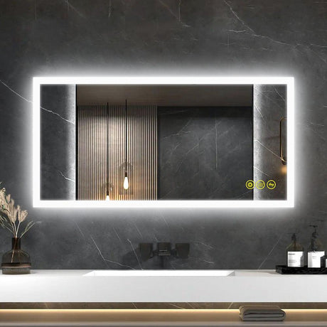 SmartGlow Dimmable LED Frameless Anti-Fog Bathroom Vanity Mirror-镜子-Parc Decor