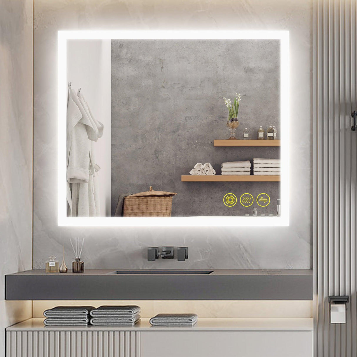 SmartGlow Dimmable LED Frameless Anti-Fog Bathroom Vanity Mirror-镜子-Parc Decor