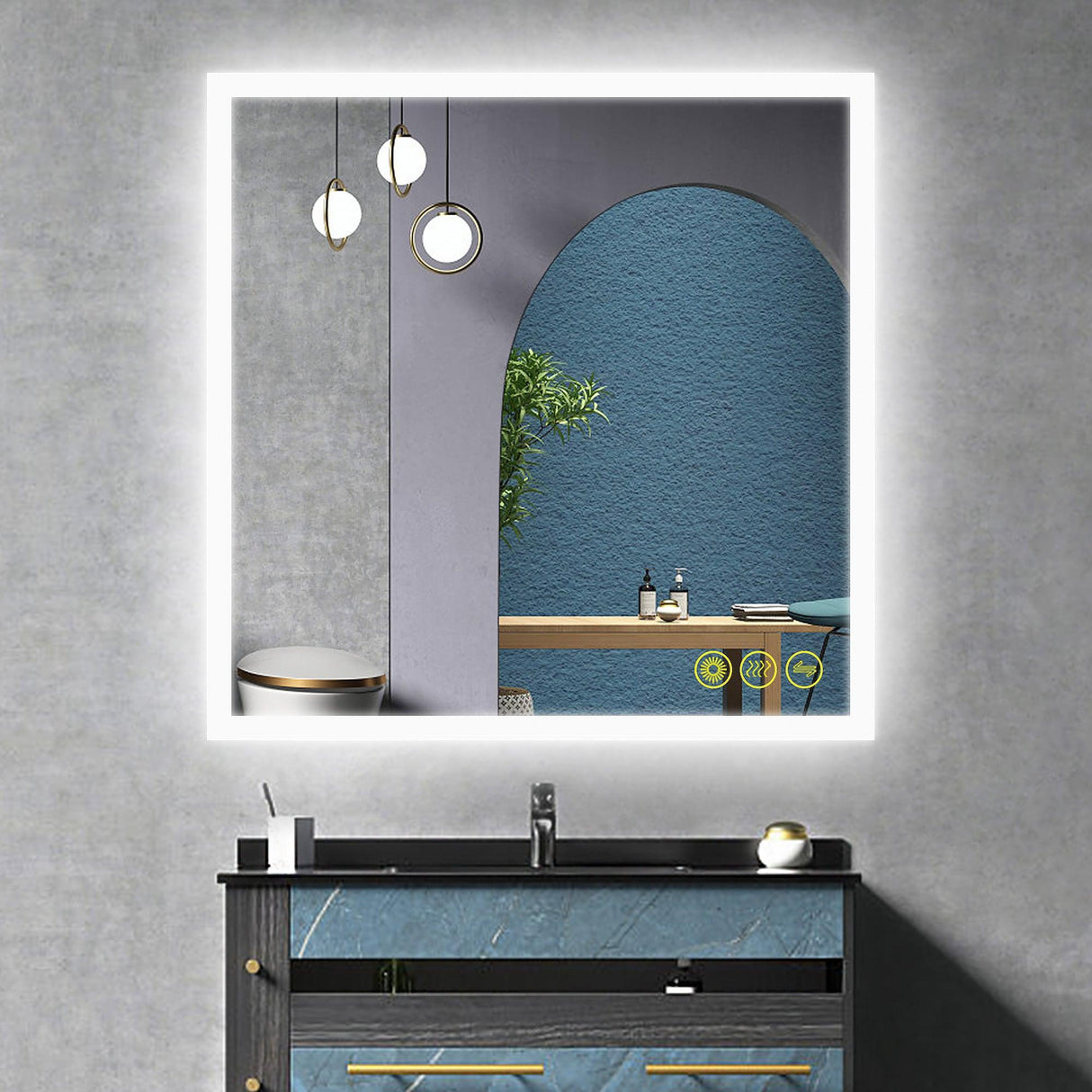 SmartGlow Dimmable LED Frameless Anti-Fog Bathroom Vanity Mirror-镜子-Parc Decor