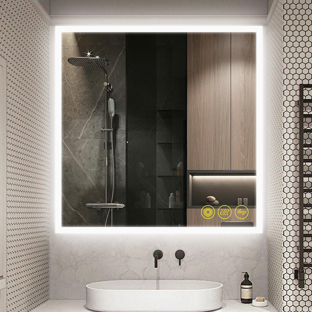 SmartGlow Dimmable LED Frameless Anti-Fog Bathroom Vanity Mirror-镜子-Parc Decor