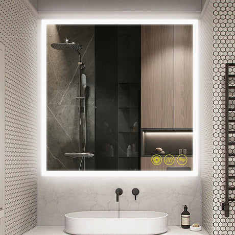SmartGlow Dimmable LED Frameless Anti-Fog Bathroom Vanity Mirror-镜子-Parc Decor