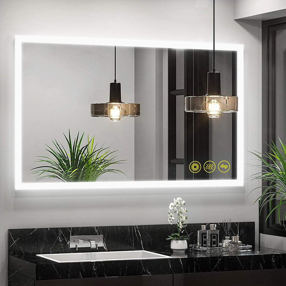SmartGlow Dimmable LED Frameless Anti-Fog Bathroom Vanity Mirror-镜子-Parc Decor