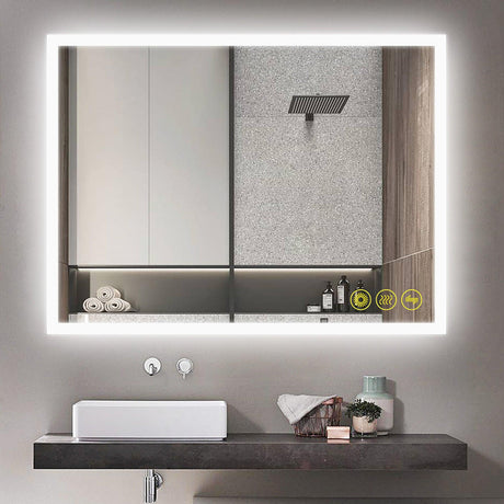SmartGlow Dimmable LED Frameless Anti-Fog Bathroom Vanity Mirror-镜子-Parc Decor