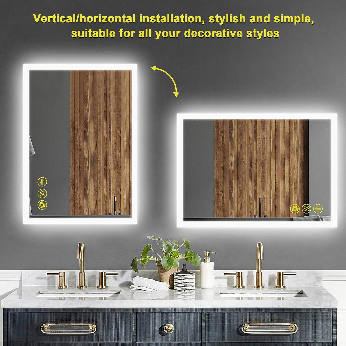 SmartGlow Dimmable LED Frameless Anti-Fog Bathroom Vanity Mirror-镜子-Parc Decor
