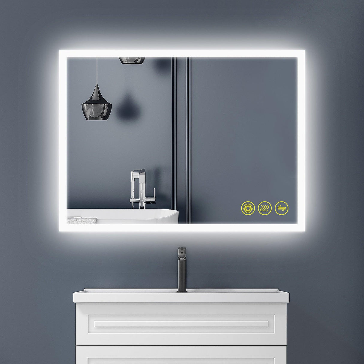 SmartGlow Dimmable LED Frameless Anti-Fog Bathroom Vanity Mirror-镜子-Parc Decor