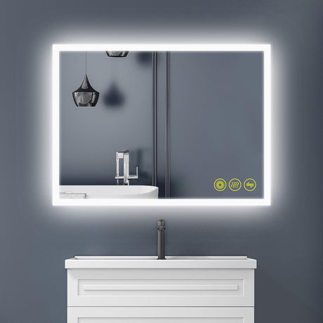 SmartGlow Dimmable LED Frameless Anti-Fog Bathroom Vanity Mirror-镜子-Parc Decor