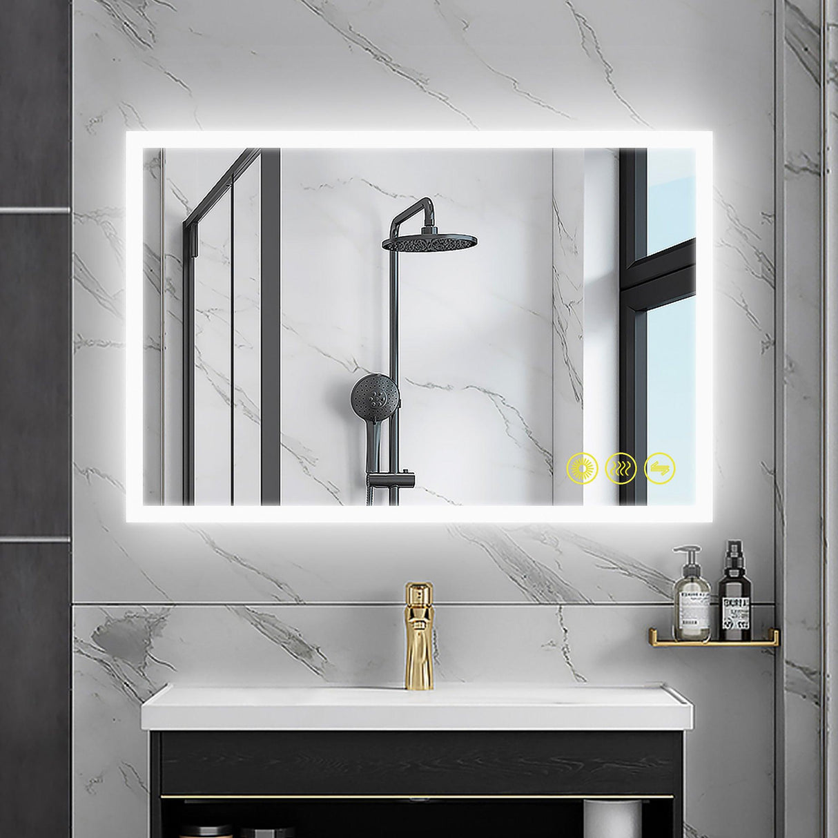 SmartGlow Dimmable LED Frameless Anti-Fog Bathroom Vanity Mirror-镜子-Parc Decor