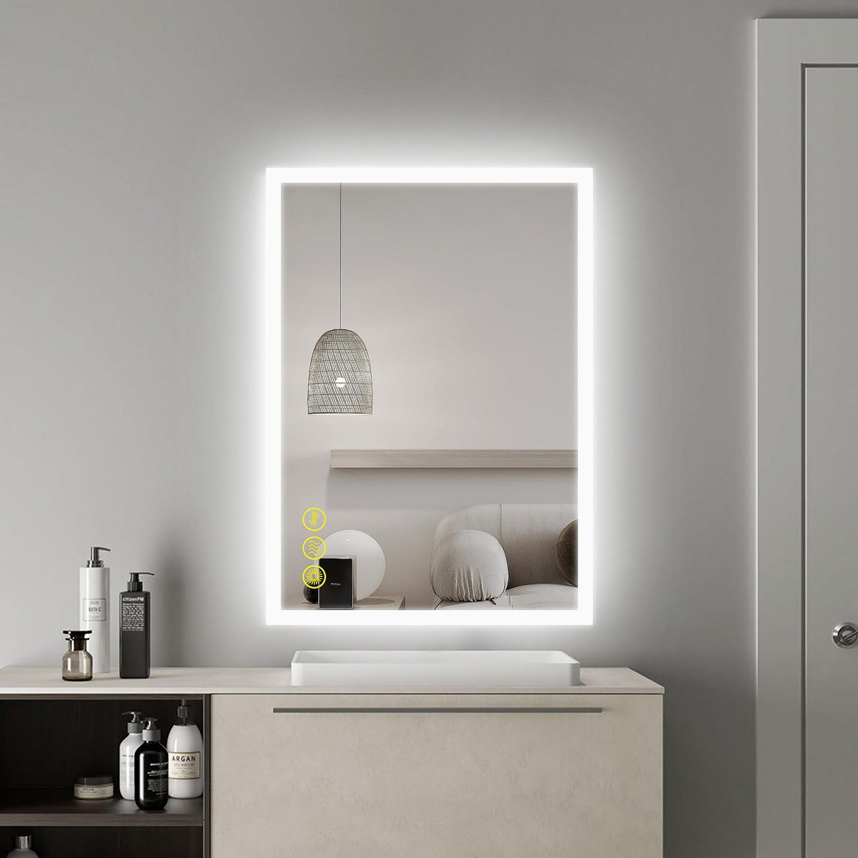 SmartGlow Dimmable LED Frameless Anti-Fog Bathroom Vanity Mirror-镜子-Parc Decor