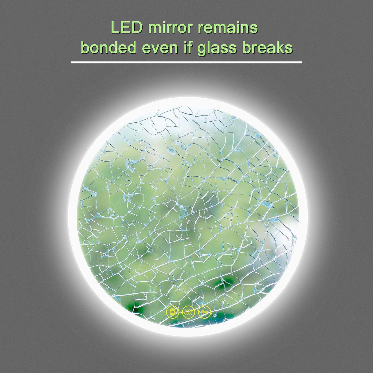 SmartReflect Modern Round LED Dimmable Anti-Fog Frameless Bathroom Vanity Mirror