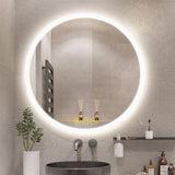 SmartReflect Modern Round LED Dimmable Anti-Fog Frameless Bathroom Vanity Mirror-镜子-Parc Decor