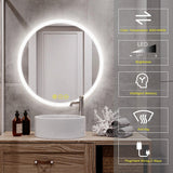 SmartReflect Modern Round LED Dimmable Anti-Fog Frameless Bathroom Vanity Mirror-镜子-Parc Decor