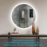 SmartReflect Modern Round LED Dimmable Anti-Fog Frameless Bathroom Vanity Mirror-镜子-Parc Decor