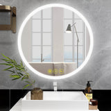 SmartReflect Modern Round LED Dimmable Anti-Fog Frameless Bathroom Vanity Mirror-镜子-Parc Decor