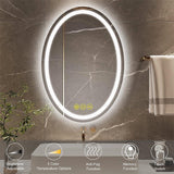 SmartReflex Oval LED Mirror Backlit 3000K-6400K Frameless Anti-Fog Dimmable Bathroom/Vanity Mirror-镜子-Parc Decor