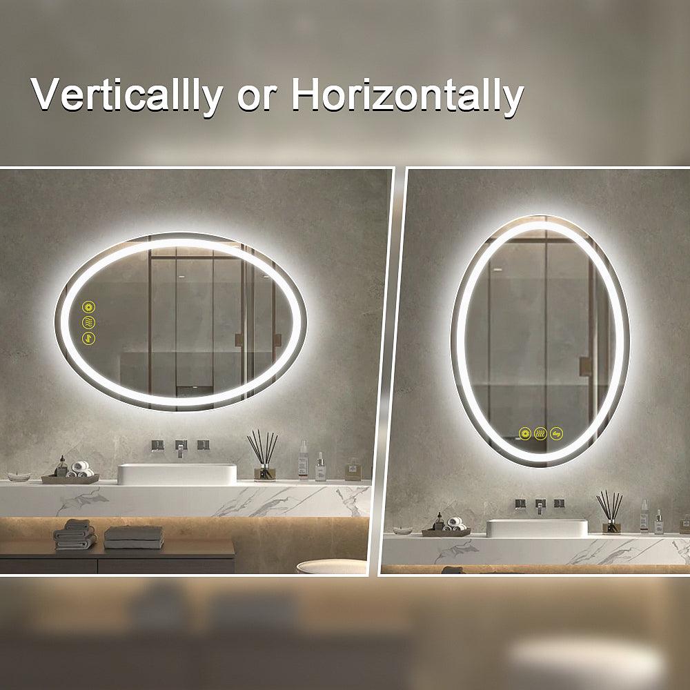 SmartReflex Oval LED Mirror Backlit 3000K-6400K Frameless Anti-Fog Dimmable Bathroom/Vanity Mirror-镜子-Parc Decor