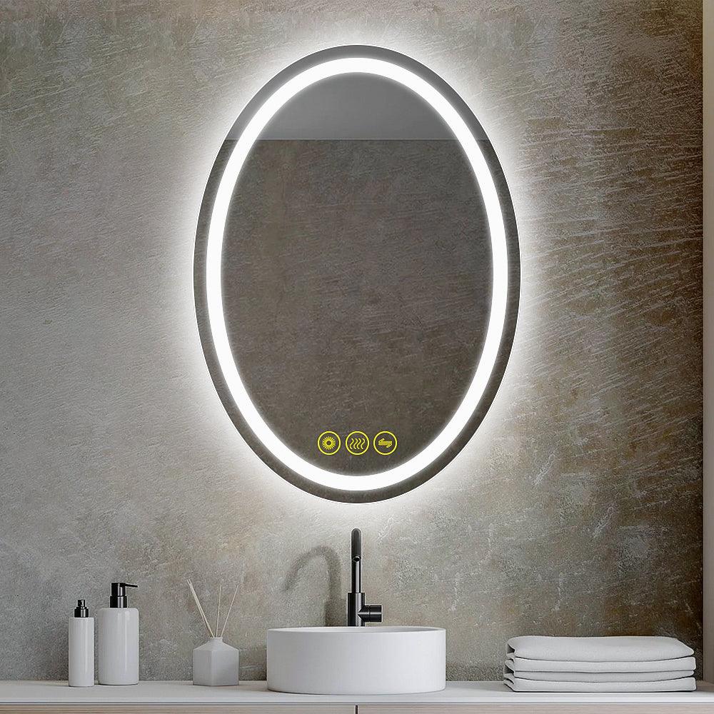 SmartReflex Oval LED Mirror Backlit 3000K-6400K Frameless Anti-Fog Dimmable Bathroom/Vanity Mirror-镜子-Parc Decor