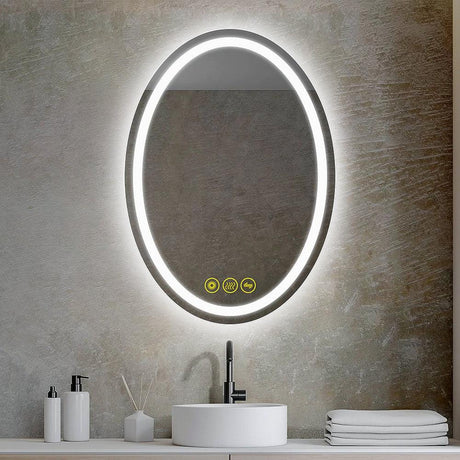 SmartReflex Oval LED Mirror Backlit 3000K-6400K Frameless Anti-Fog Dimmable Bathroom/Vanity Mirror-镜子-Parc Decor