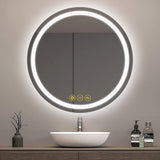 SmartShine Contemporary LED Dimmable Round Anti-Fog Backlit Bathroom Vanity Mirror-镜子-Parc Decor