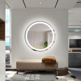 SmartShine Contemporary LED Dimmable Round Anti-Fog Backlit Bathroom Vanity Mirror-镜子-Parc Decor