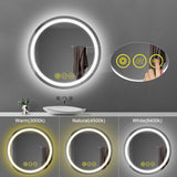 SmartShine Contemporary LED Dimmable Round Anti-Fog Backlit Bathroom Vanity Mirror-镜子-Parc Decor