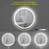 SmartShine Contemporary LED Dimmable Round Anti-Fog Backlit Bathroom Vanity Mirror-镜子-Parc Decor