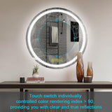 SmartShine Contemporary LED Dimmable Round Anti-Fog Backlit Bathroom Vanity Mirror-镜子-Parc Decor