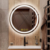 SmartShine Contemporary LED Dimmable Round Anti-Fog Backlit Bathroom Vanity Mirror-镜子-Parc Decor