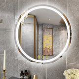 SmartShine Contemporary LED Dimmable Round Anti-Fog Backlit Bathroom Vanity Mirror-镜子-Parc Decor