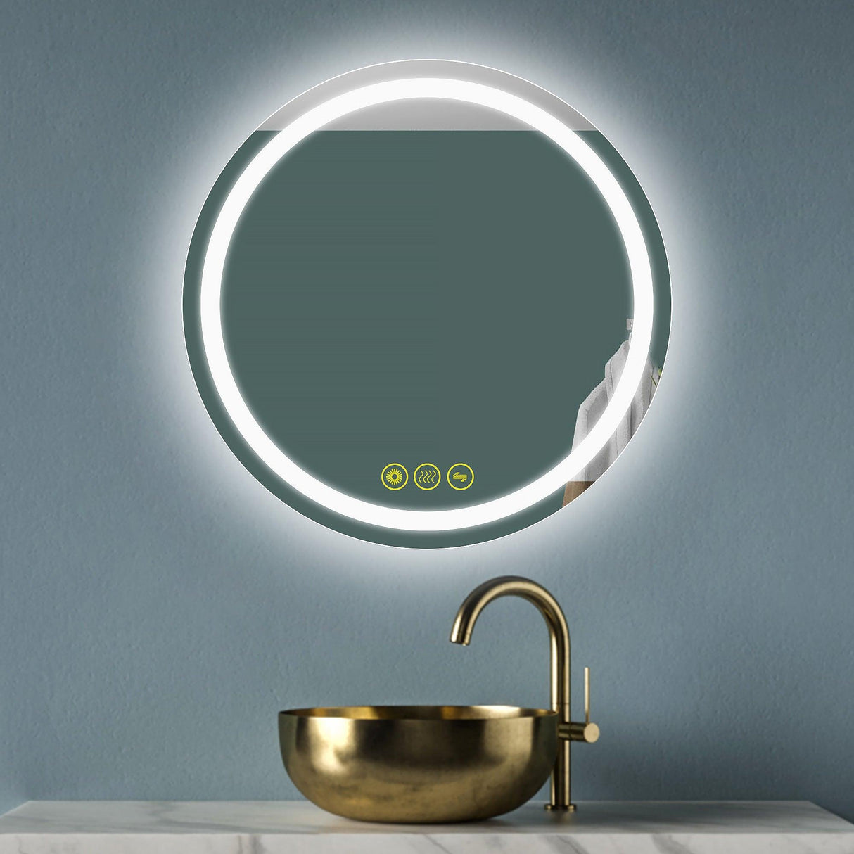 SmartShine Contemporary LED Dimmable Round Anti-Fog Backlit Bathroom Vanity Mirror-镜子-Parc Decor