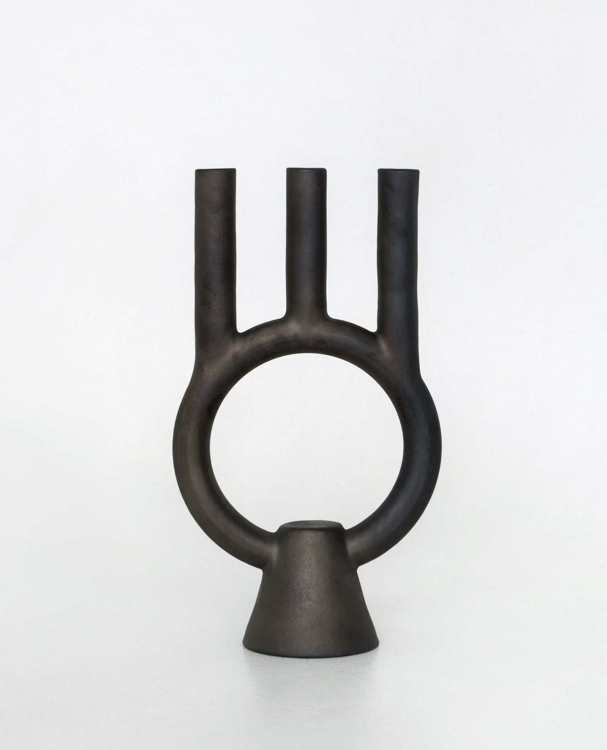 Smoke-Fired Ceramic Black Candle Holder Shadows.-Parc Decor