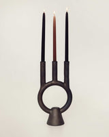 Smoke-Fired Ceramic Black Candle Holder Shadows.-Parc Decor