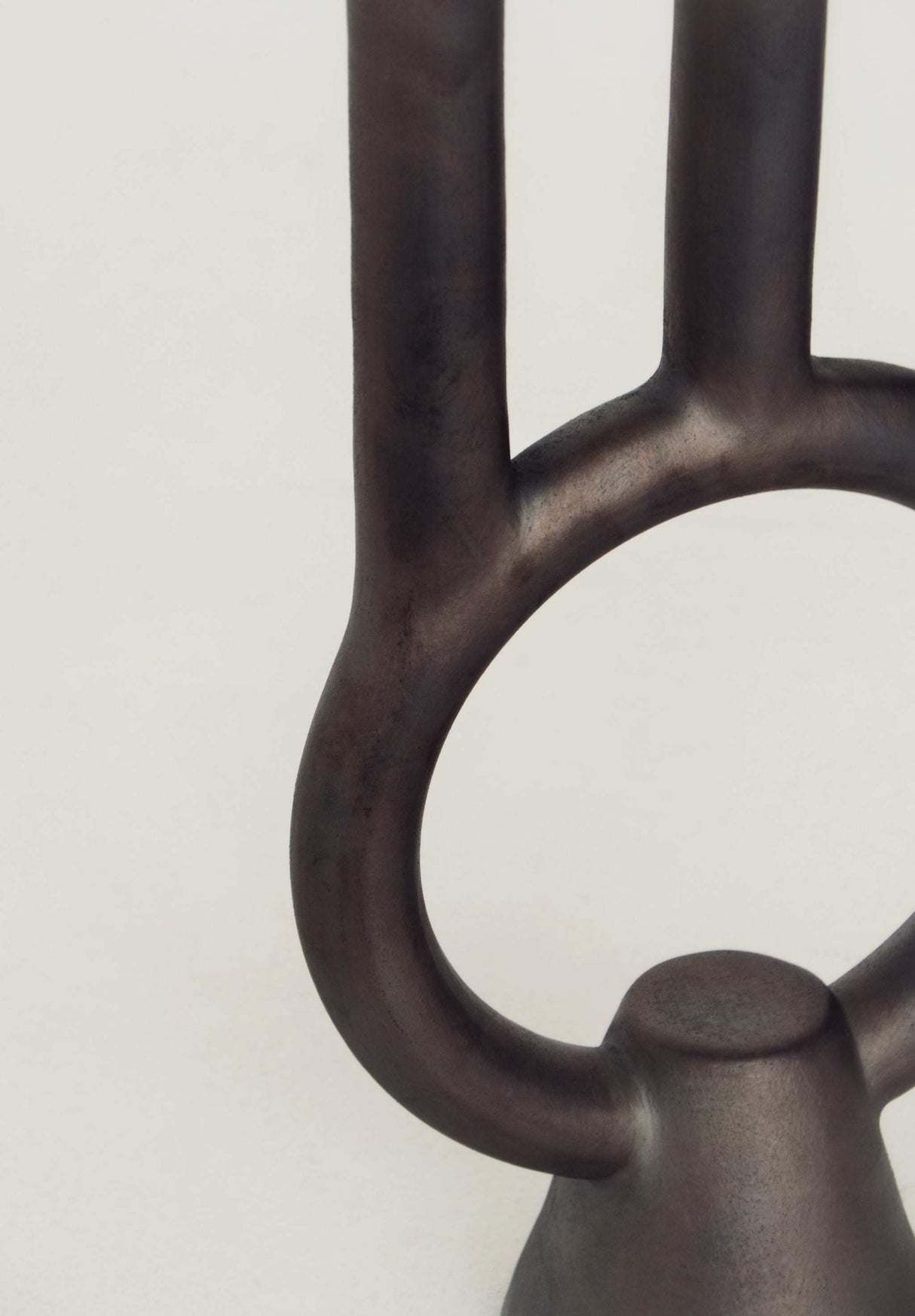 Smoke-Fired Ceramic Black Candle Holder Shadows.-Parc Decor