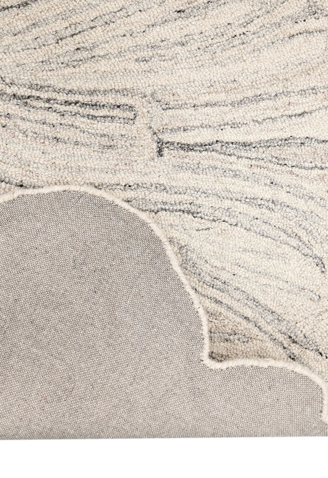 Snow Bloom Beige Hand Tufted 5x7 Wool Area Rug