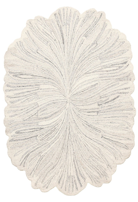 Snow Bloom Beige Hand Tufted 5x7 Wool Area Rug