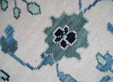 Soft Pink, Gray and Blue Hand Knotted Traditional Oushak Custom Made Wool Area Rug