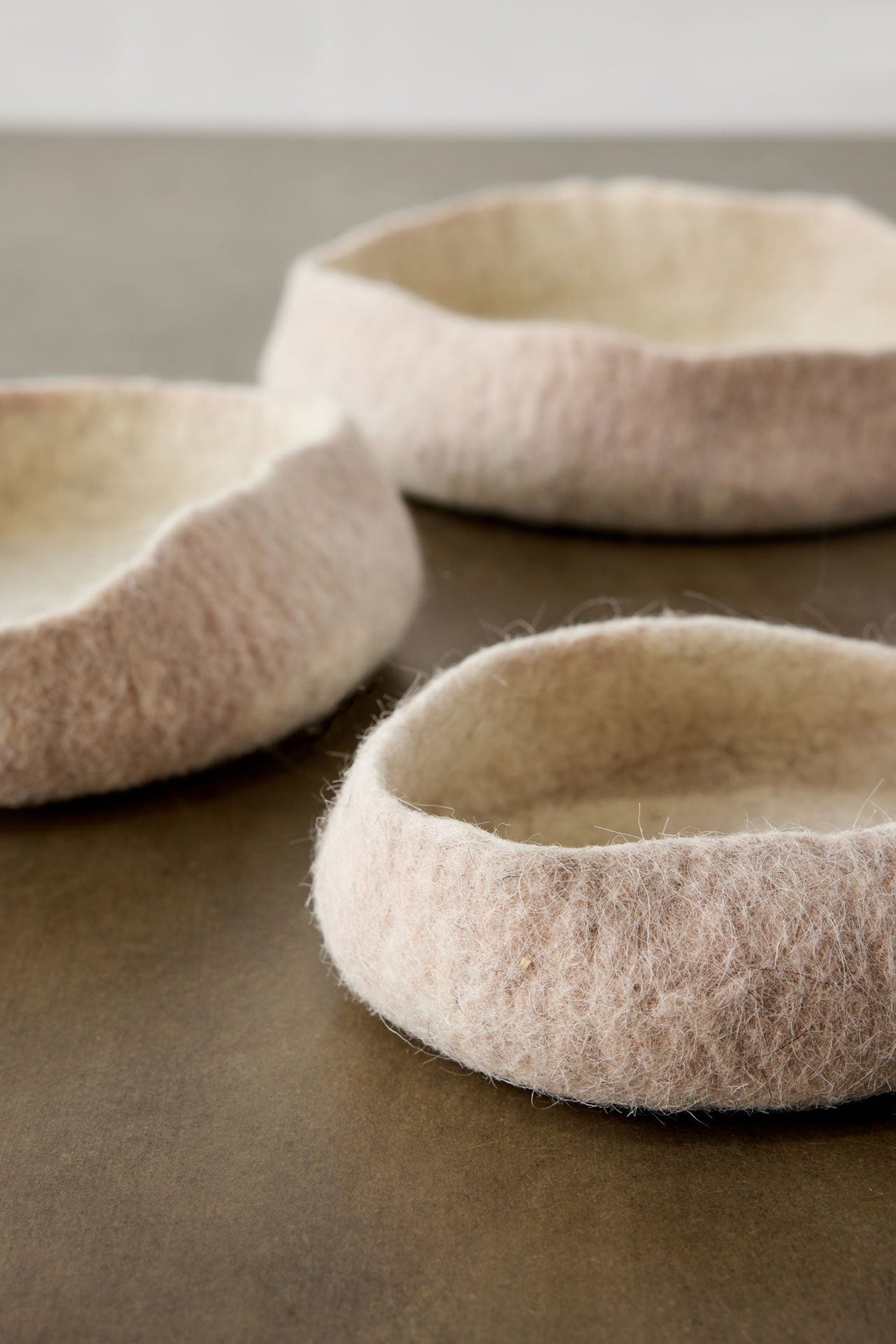 Soft Stone Hand Felted Nesting Bowls-Baskets & Vessels-Parc Decor